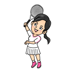 ジャンプする女子テニス選手