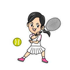 スウィングする女子テニス選手