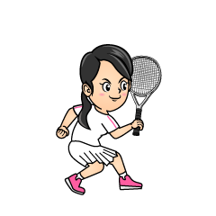 ラケットを振る女子テニス選手