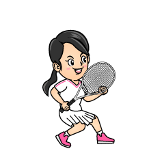 ガッツポーズする女子テニス選手
