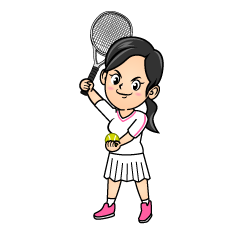 サーブする女子テニス選手