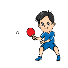 ピンポン球を打つ男子卓球選手