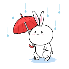 歩く雨の日のウサギ