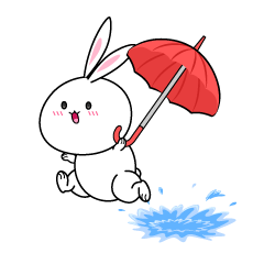 走る雨の日のウサギ