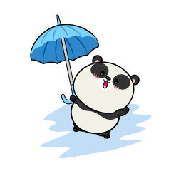 見上げる雨の日のパンダ