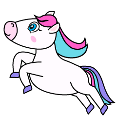 ジャンプするかわいい白馬