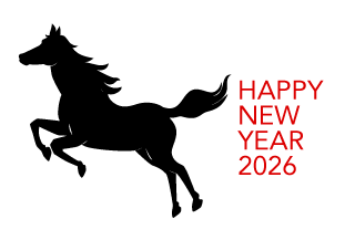 馬シルエットの年賀状