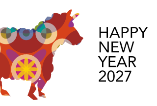 和柄の羊シルエット年賀状