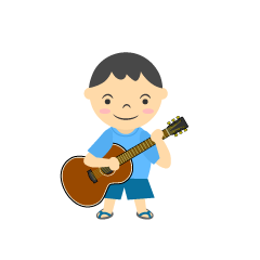 小さな男の子のギタリストイラストのフリー素材 イラストイメージ