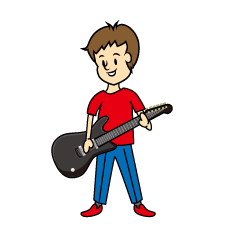 小さな男の子のギタリストイラストのフリー素材 イラストイメージ