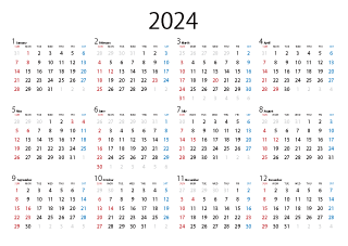 シンプルな2024年カレンダー