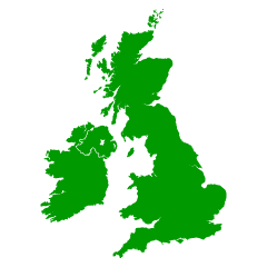 イギリスとアイルランドの地図シルエット