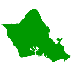 オアフ島（ハワイ）の地図シルエット