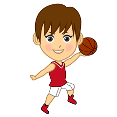 シュートする女子バスケ選手キャラクターの似顔絵