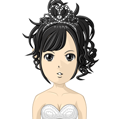 黒髪アップヘアスタイル花嫁のアニメ少女（似顔絵）