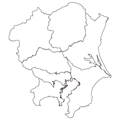 関東地方の白黒地図