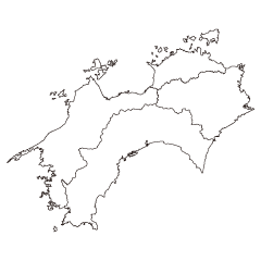 四国地方の白黒地図
