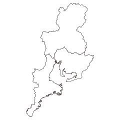 東海地方の白黒地図