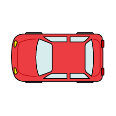 上から見た赤い自動車
