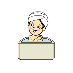 頭にタオルを巻いて入浴する女性