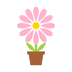 可愛い植木鉢のピンクの花