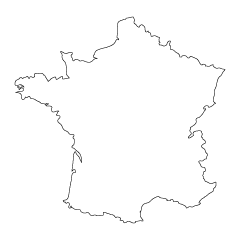 フランス地図のシルエットイラストのフリー素材 イラストイメージ