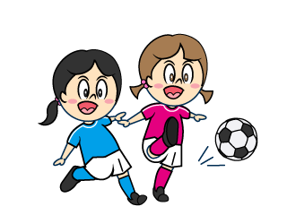 サッカーの試合をする女の子