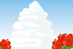 ハイビスカスの花と入道雲