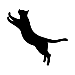 ジャンプする猫シルエット