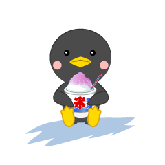 かき氷を食べる可愛いペンギン