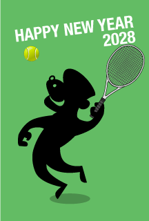 テニスする猿シルエット年賀状