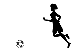 ドリブルする女子サッカー選手シルエット