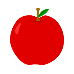 シンプルな葉付き赤りんご