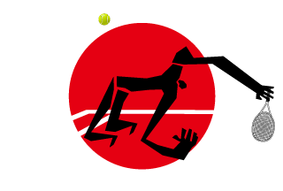 日本国旗とテニス男