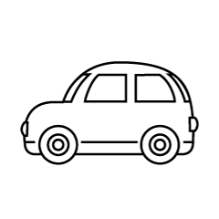 かわいいハッチバック車（線画）