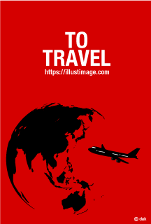 地球と飛行機のグラフィックポスター
