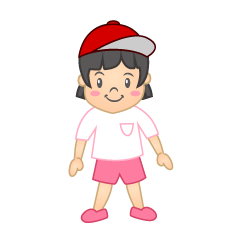赤帽子体操着の可愛い園児の女の子