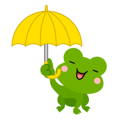 傘をさしたカエルキャラ