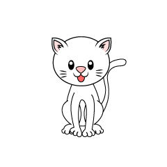 白い子猫イラストのフリー素材 イラストイメージ