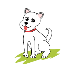 白い犬イラストのフリー素材 イラストイメージ