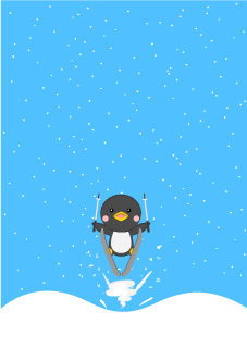 スキージャンプするペンギンの背景画像