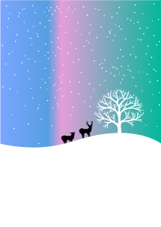雪原の鹿シルエット背景画像