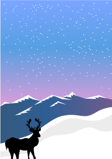 雪山に佇む鹿の背景画像