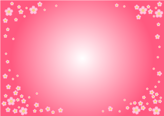 ピンク背景の桜フレーム