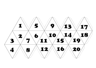 20面体展開図（数字入り）